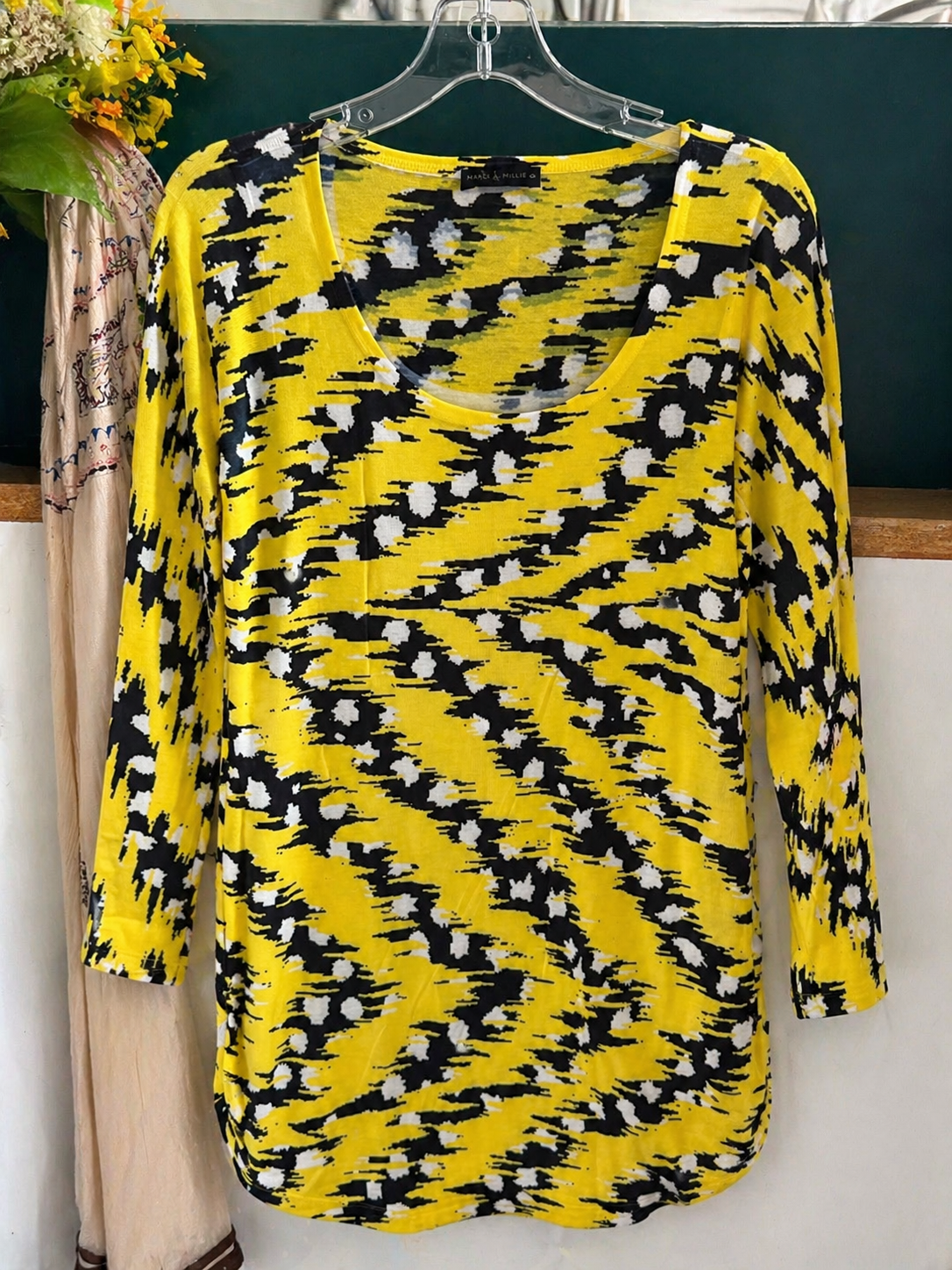 Nally & Millie Abstract Print Tunic Dress Yellow