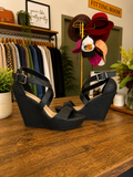 Black Wedge Sandals