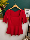 Boston Proper Red Peplum Top