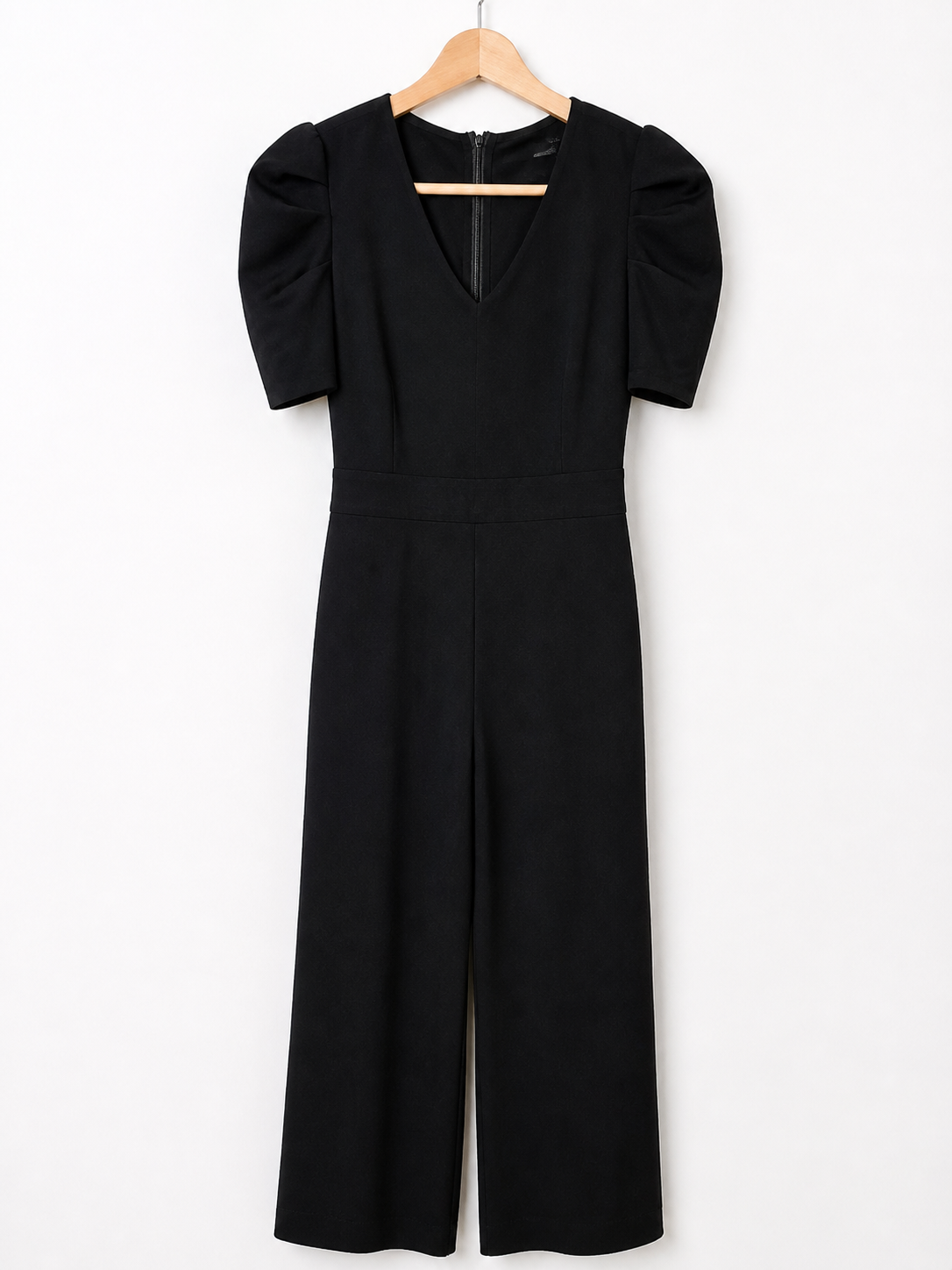 Black Puff Sleeve Wide Leg Jumpsuit