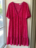 Pink Polka Dot Midi Dress