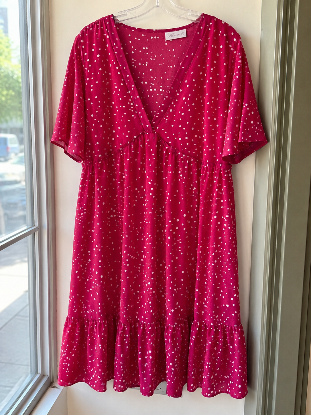 Pink Polka Dot Midi Dress