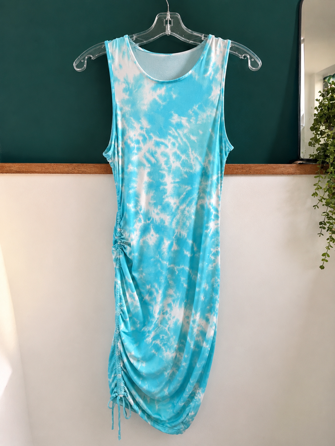 Tie Dye Ruched Sleeveless Dress