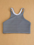 Black & White Striped Bikini Swim Top