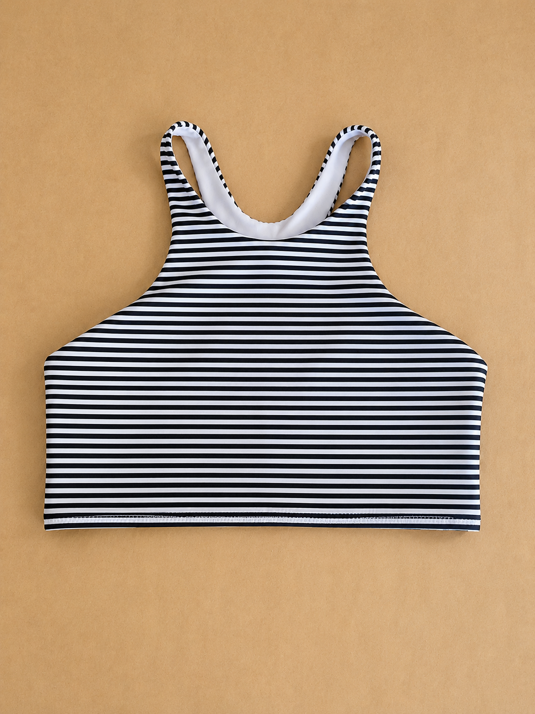 Black & White Striped Bikini Swim Top