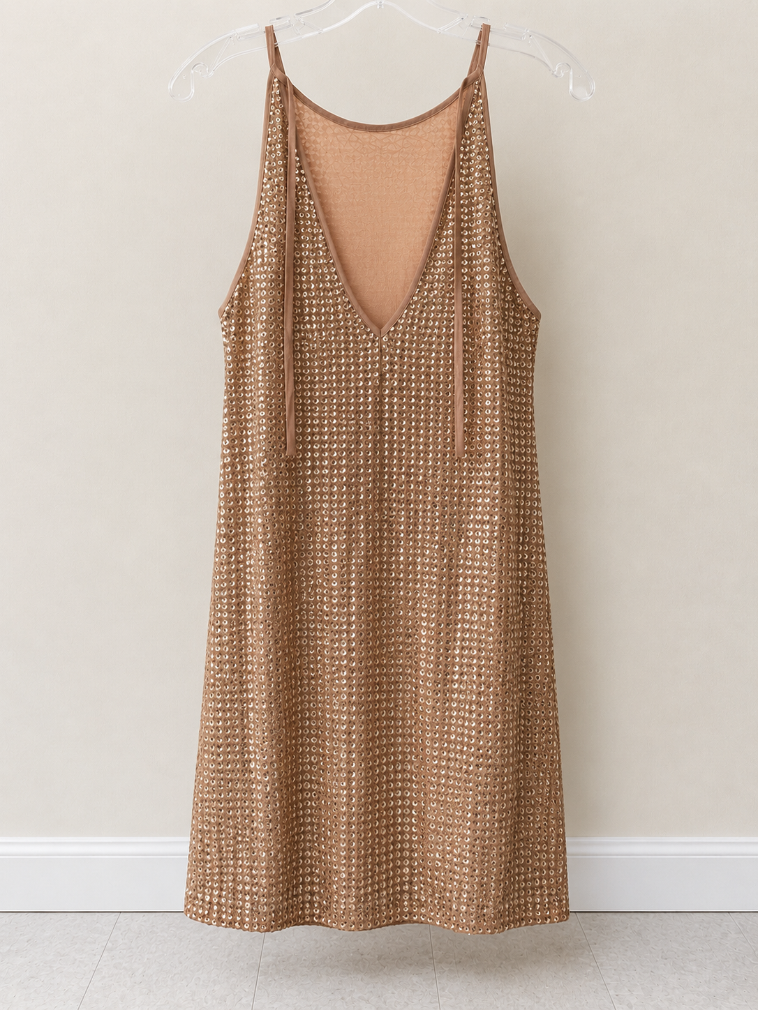 Gold Shimmer Sequin Slip Dress