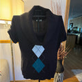 Cato Black Sweater with Argyle Pattern