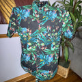 On the Byas Black and Green Floral Men's Shirt
