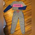 Stylish Gray and Blue Jogger Set with Pink Accents
