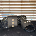 Karl Lagerfeld Black Slides with Pearl Details