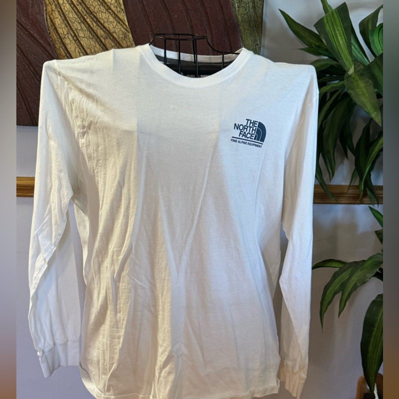 The North Face White Long Sleeve Tee with Blue Logo