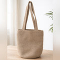 Boho Crochet Bucket Bag | Neutral Woven Shoulder Tote | Minimalist Summer