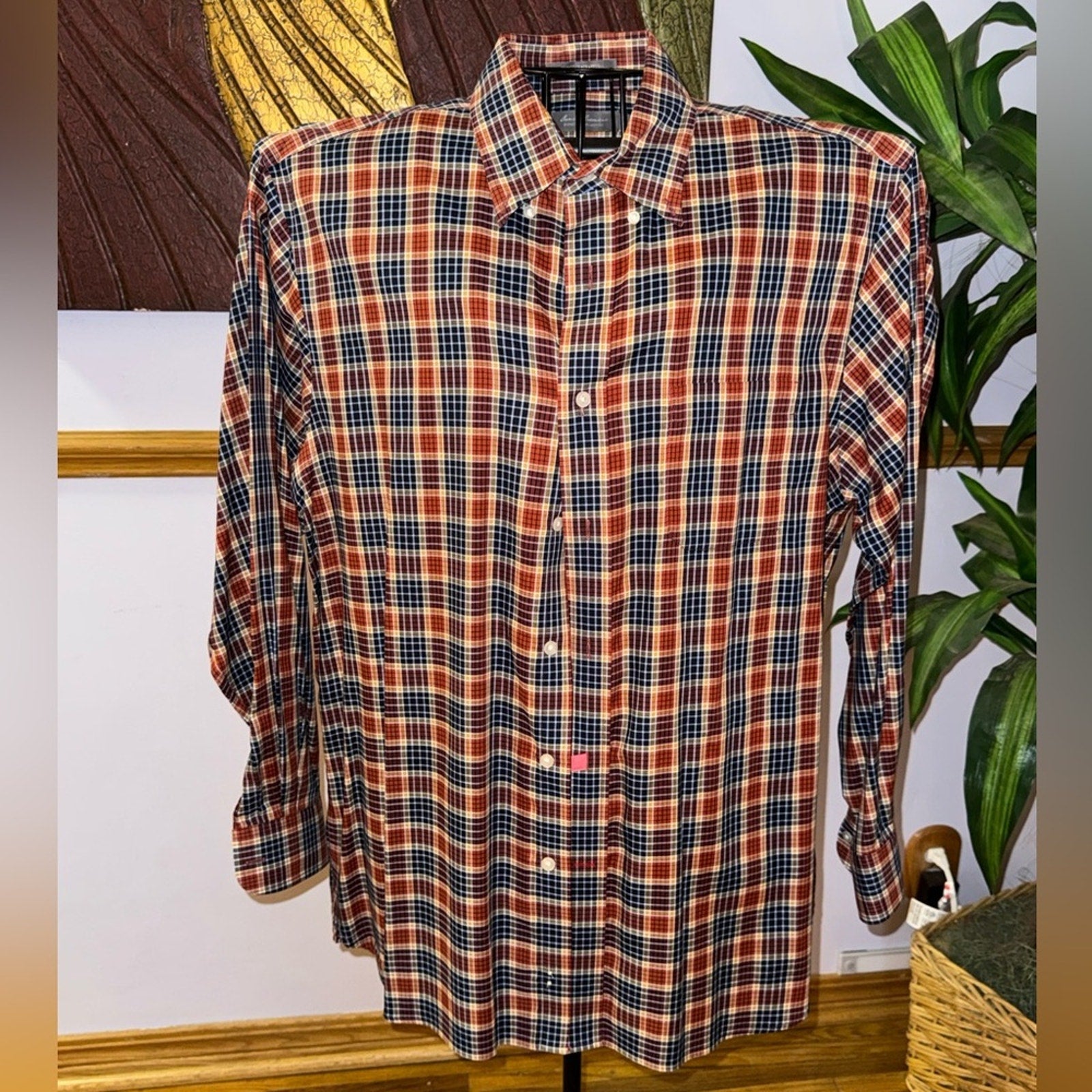 Daniel Cremieux Men's Red and Blue Plaid Shirt