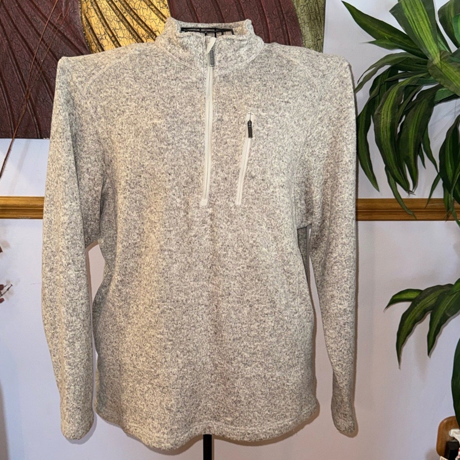Woolrich Men's Light Gray Zip-Up Sweater