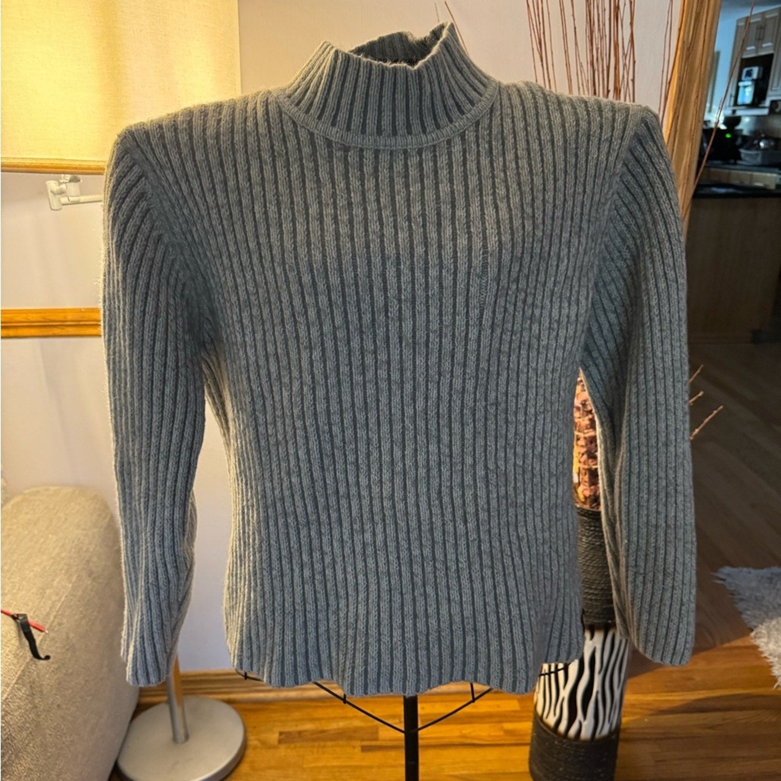UNIONBAY Charcoal Ribbed Turtleneck Sweater