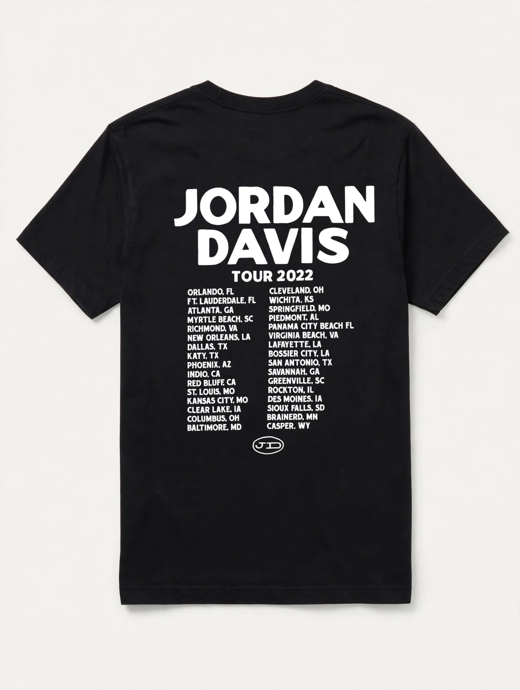 Jordan Davis Tour 2022 T-Shirt back, cleaned
