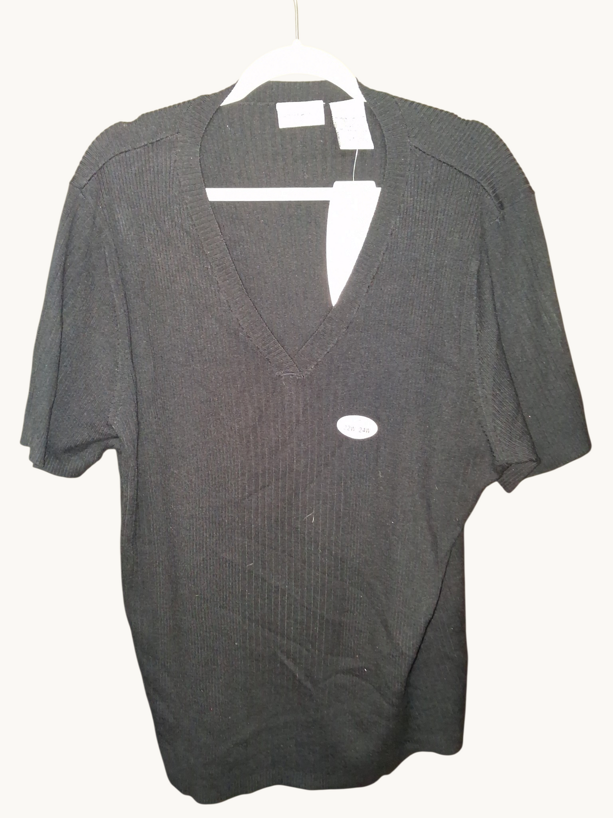 White Stag Black Ribbed V-Neck Sweater Top
