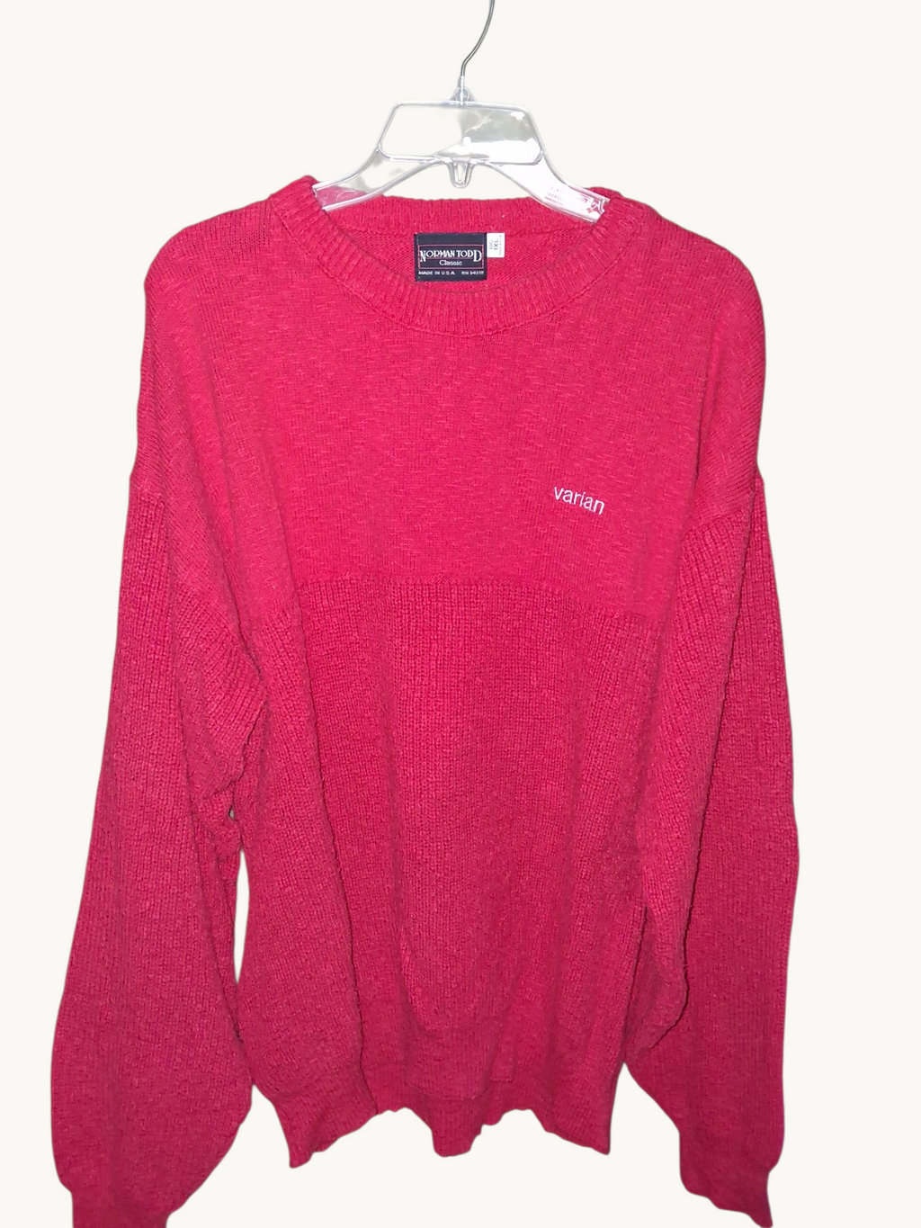 Norman Todd Classic Red Embroidered Crewneck Sweater