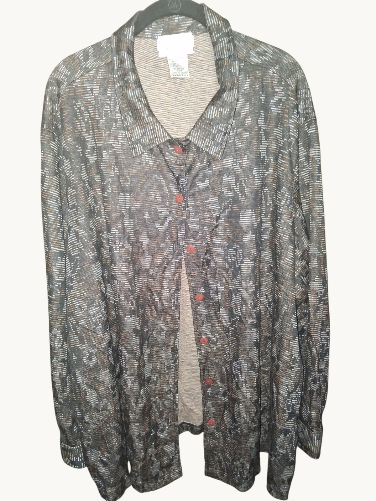 BrylaneWoman Abstract Print Button-Front Tunic