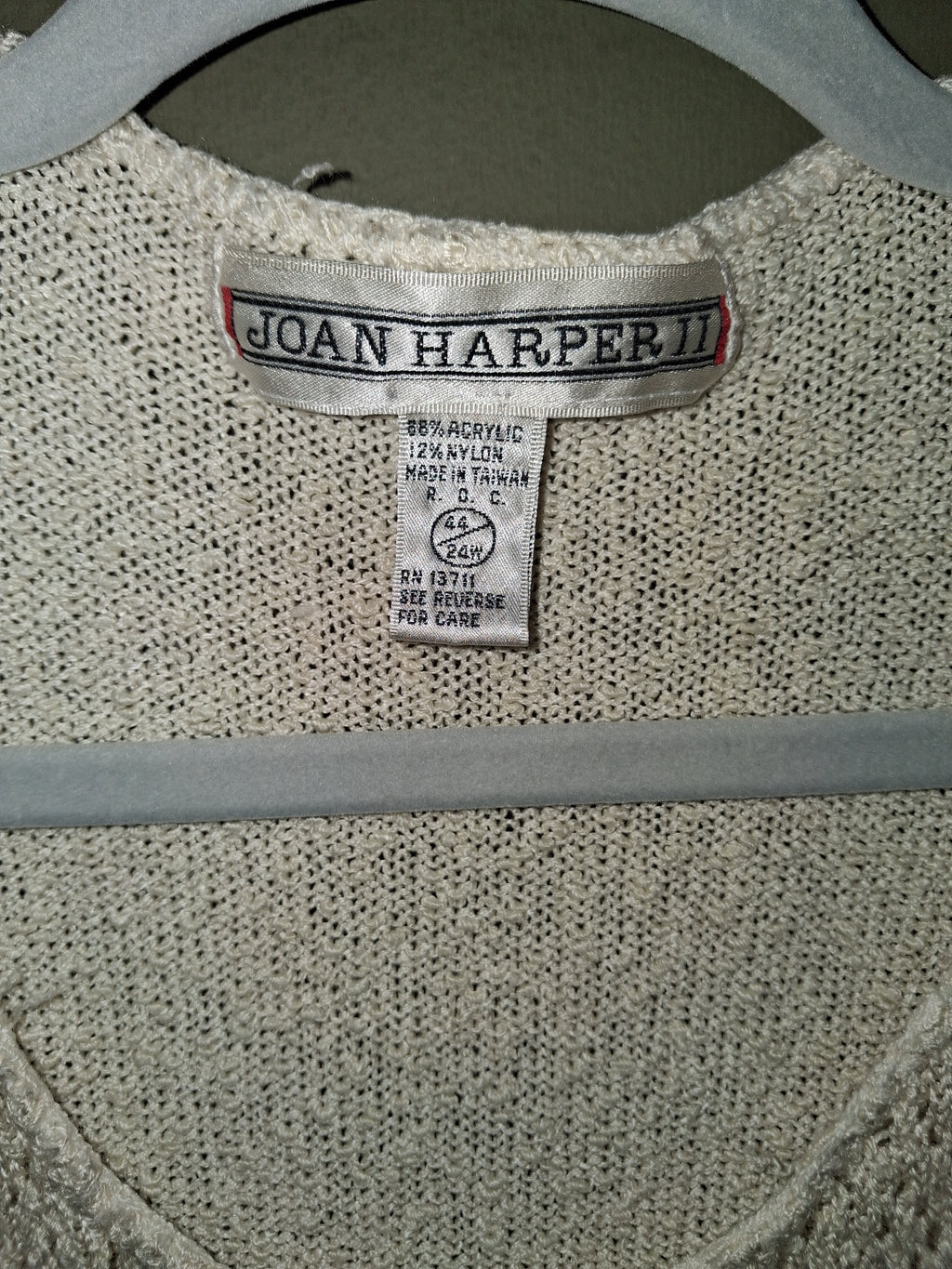 Karen Scott II Silk Blend Embellished Ivory Sweater
