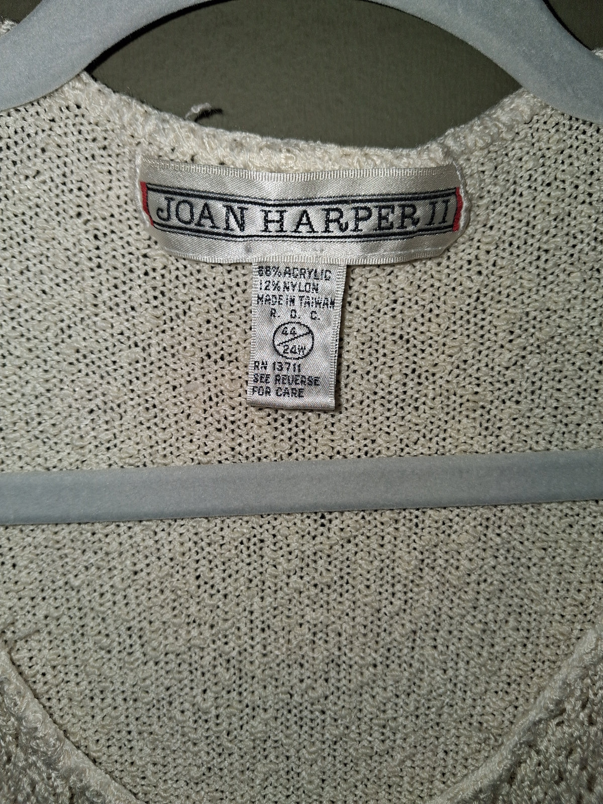 Karen Scott II Silk Blend Embellished Ivory Sweater